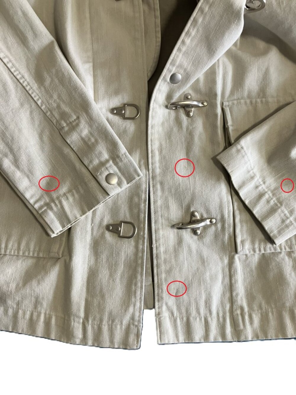 L.L.Bean Women's Small Off-White Utility Jacket | Nautical Hook Clasp Closure - Picture 13 of 13